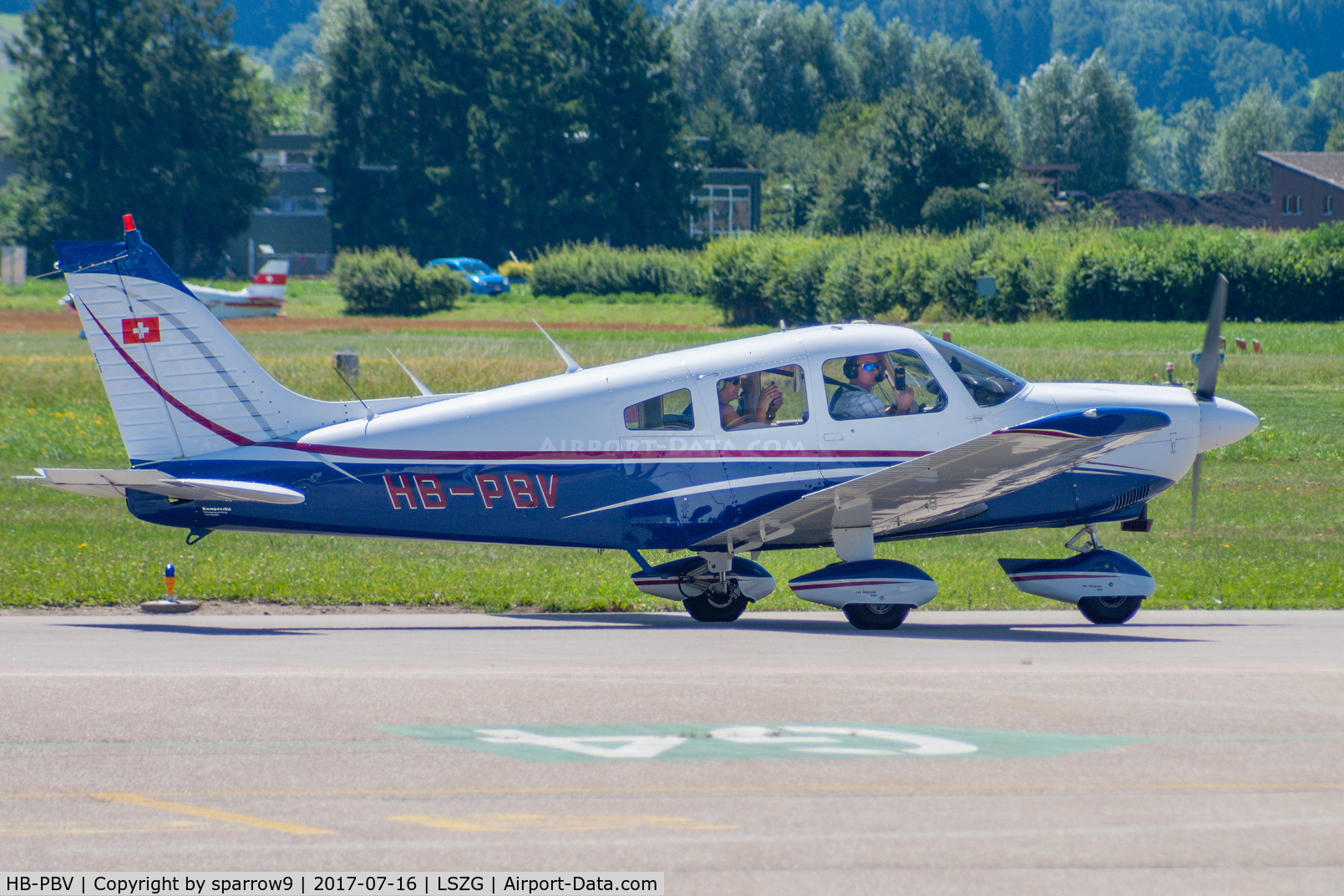 HB-PBV, 1977 Piper PA-28-181 Archer II C/N 28-779056, At Grenchen. HB-registered since 1977-08-16