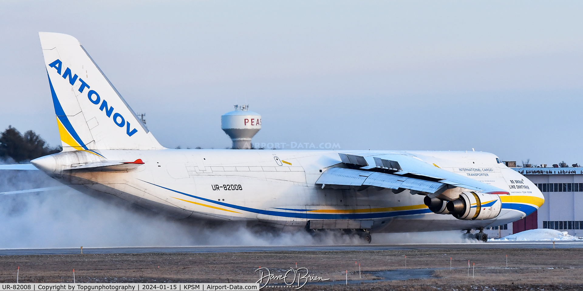 UR-82008, 1986 Antonov An-124-100M Ruslan C/N 19530501006, Kicking up all the salt on the runway