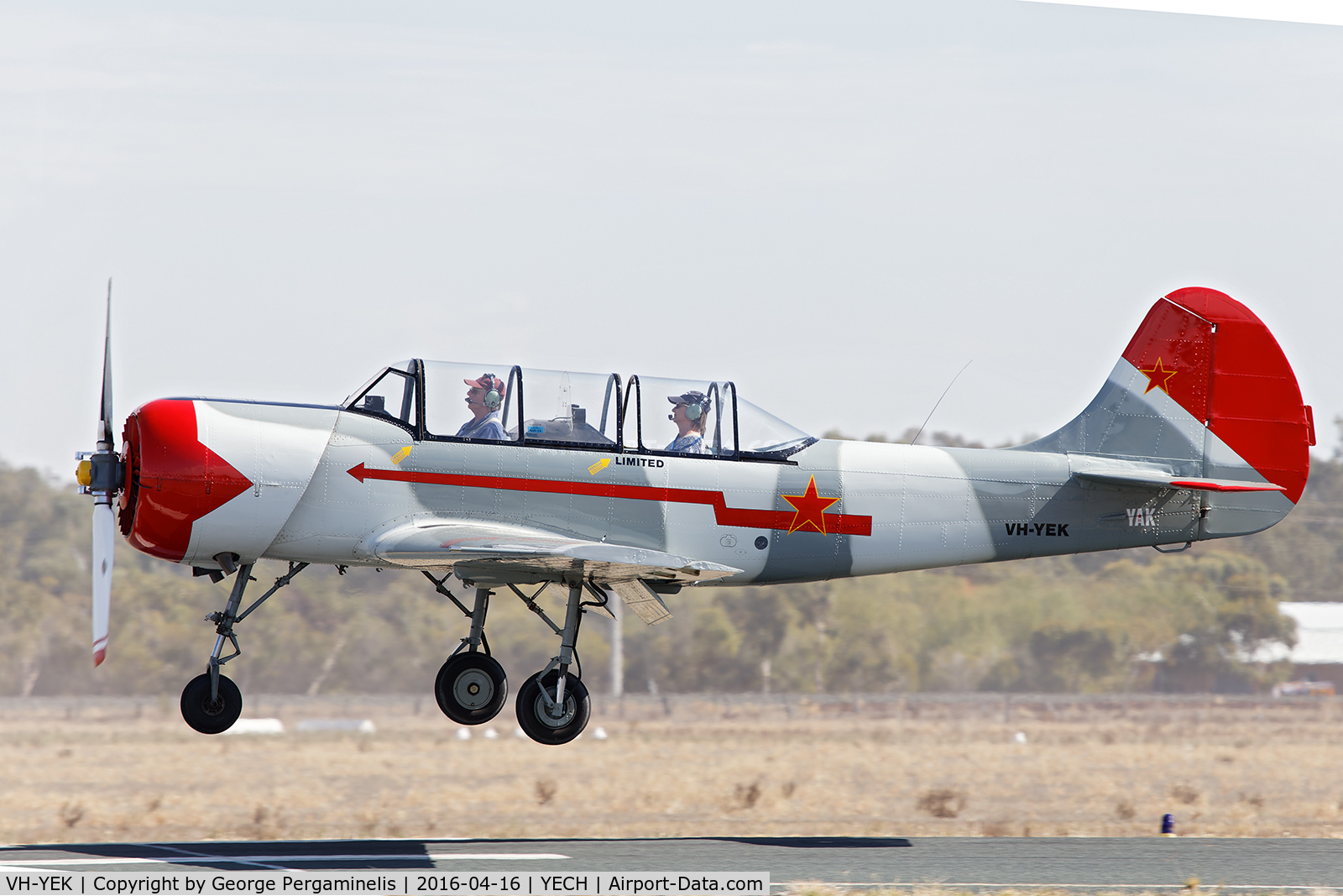 VH-YEK, 1985 Yakovlev Yak-52 C/N 855807, Antique Aeroplane Assn of Australia National Fly-in.