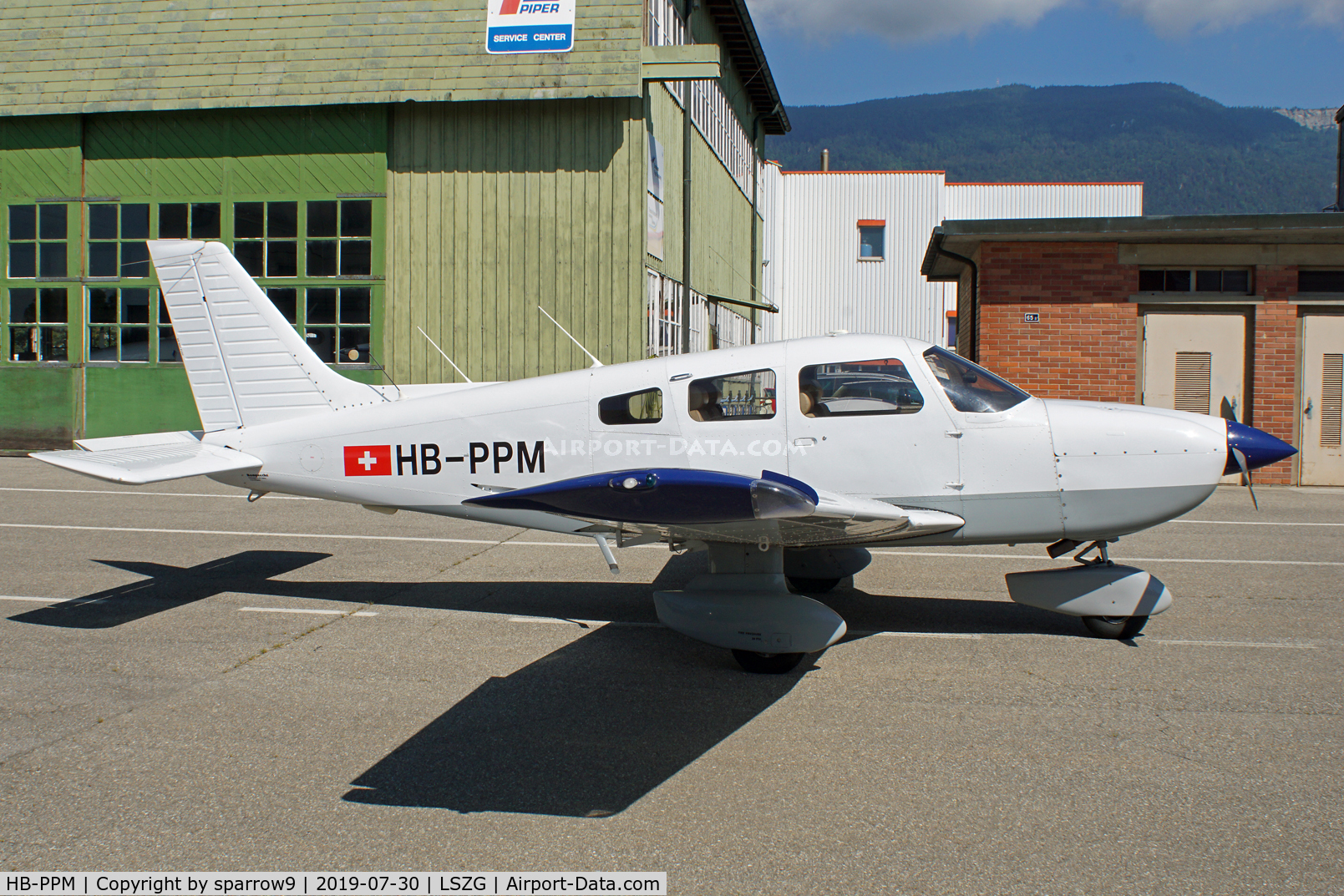 HB-PPM, 1997 Piper PA-28-181 Archer III C/N 2843095, At Grenchen. New paint-scheme. Maintenance? HB-registered since 1997-07-30