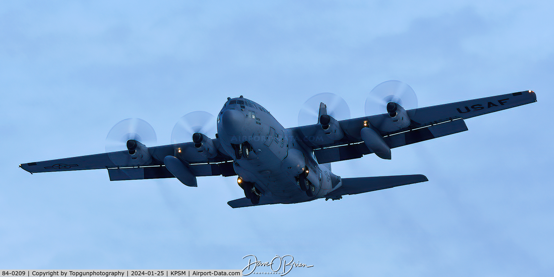 84-0209, 1984 Lockheed C-130H Hercules C/N 382-5047, SKIER09 heading back to home base after this final T&G