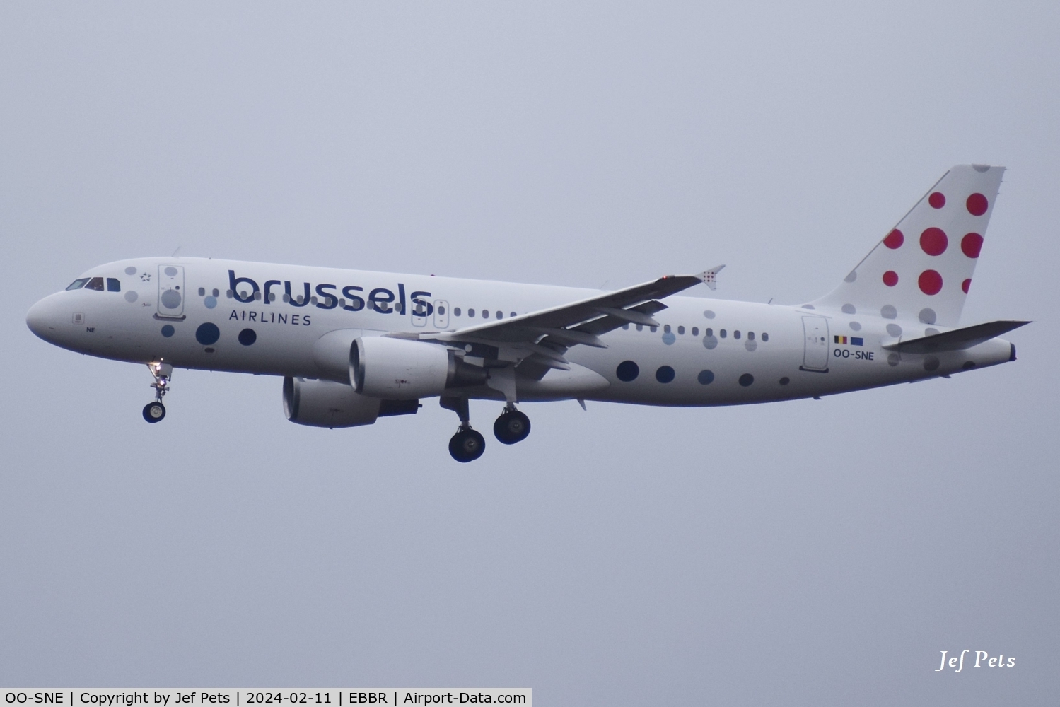 OO-SNE, 2010 Airbus A320-214 C/N 4243, Landing at Brussels Airport.