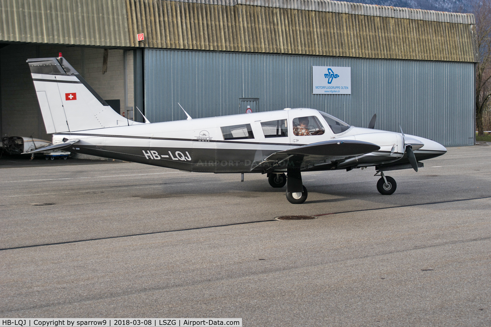 HB-LQJ, 1973 Piper PA-34-200 C/N 34-7350164, At Grenchen.HB-registered from 1988-03-11.
