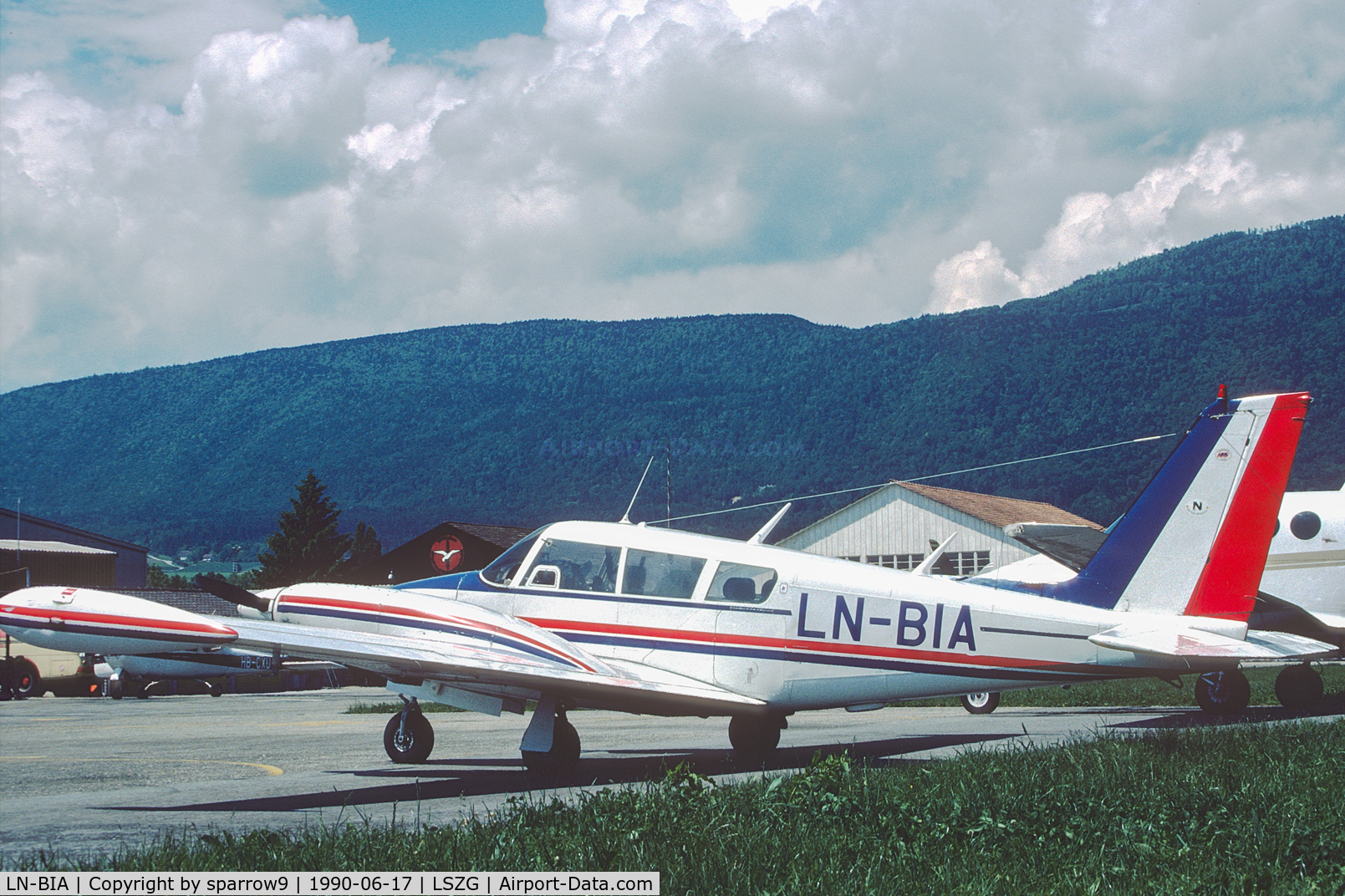LN-BIA, 1971 Piper PA-39 Twin Comanche C/R C/N 39-129, At Grenchen. Crashed in Norway. Scanned from a slide.