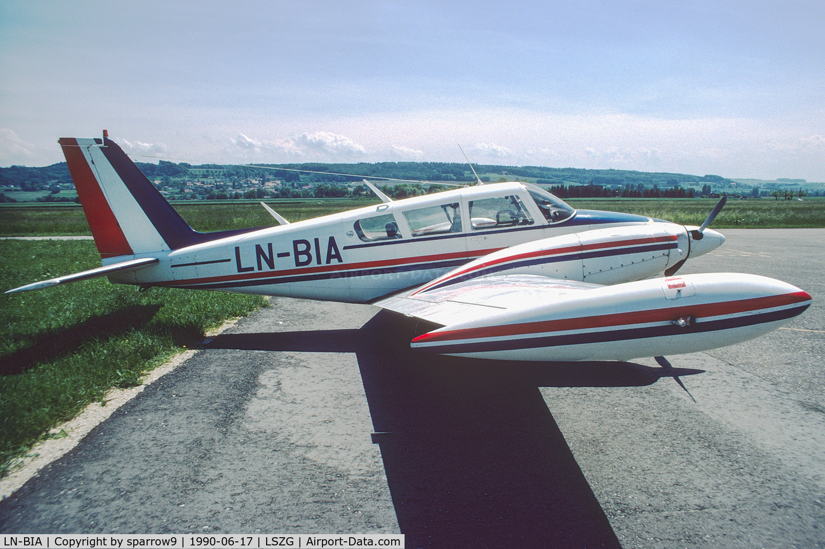 LN-BIA, 1971 Piper PA-39 Twin Comanche C/R C/N 39-129, At Grenchen. Crashed in Norway. Scanned from a slide.