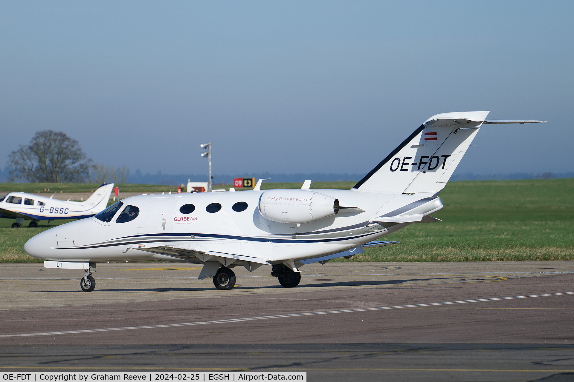 OE-FDT, 2009 Cessna 510 Citation Mustang Citation Mustang C/N 510-0156, Just landed at Norwich.