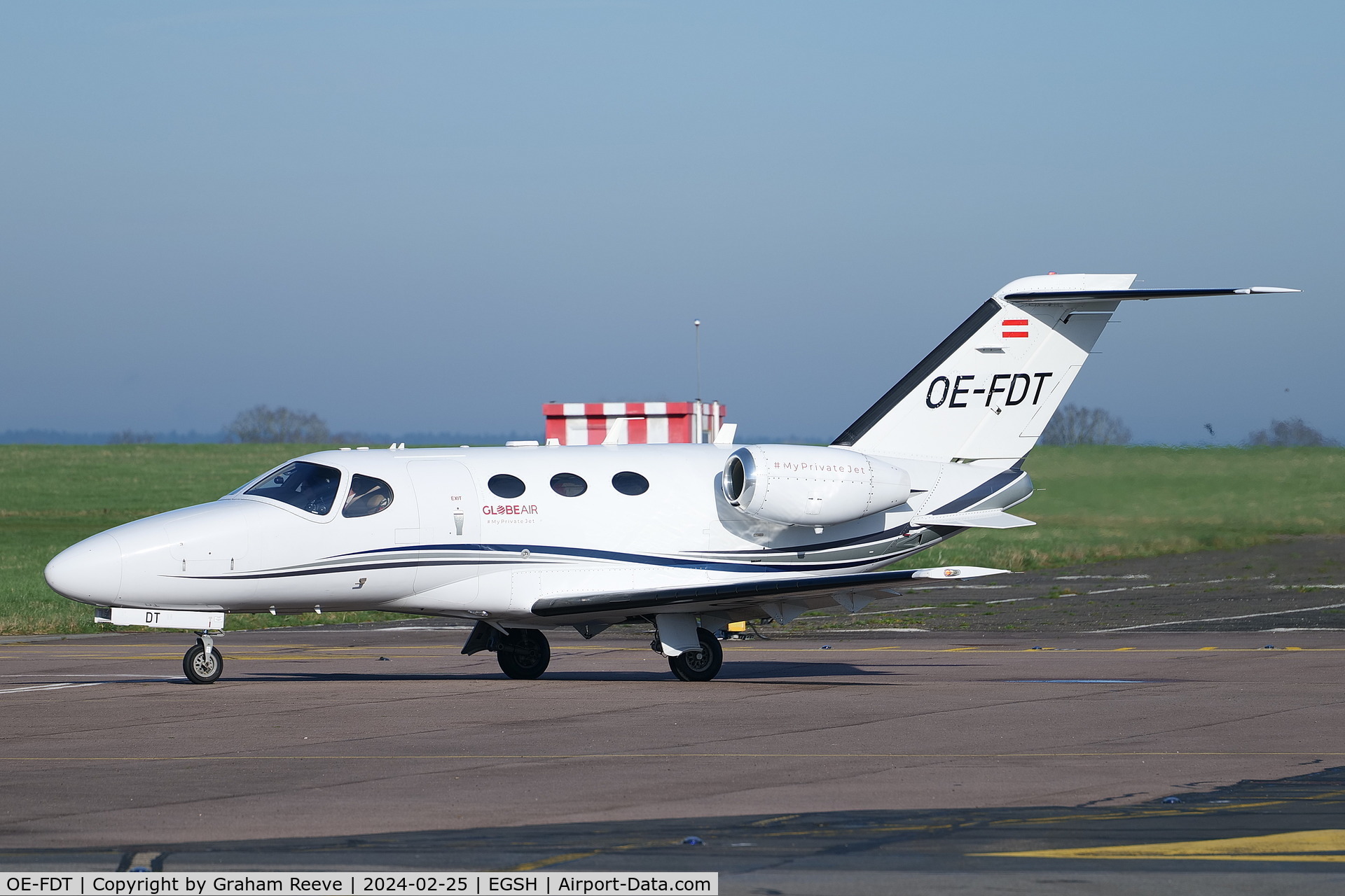OE-FDT, 2009 Cessna 510 Citation Mustang Citation Mustang C/N 510-0156, Just landed at Norwich.