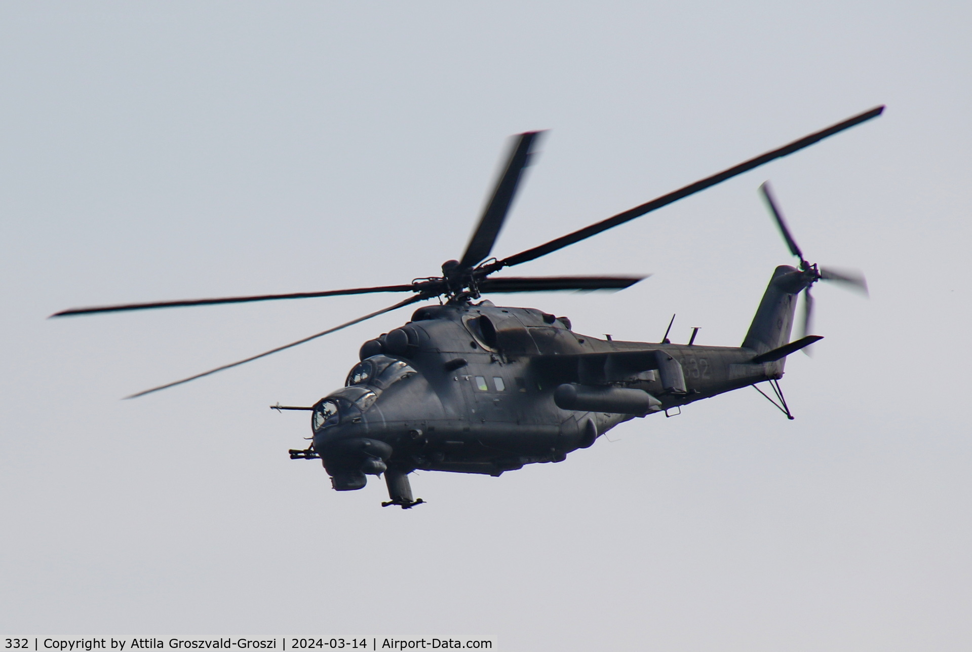 332, 1989 Mil Mi-24P C/N 340332, Veszprém, Jutas-újmajor, Training base of the Hungarian Air Force.