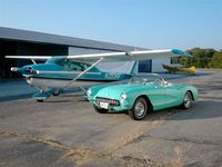 N3534F @ KEVY - Edward E. Boas Jr.'s 1966 Cessna Skylane C182J, his 1957 Corvette, is serial number 0002! and (in the background) his friend's one-owner 1946 Piper J3, bought the Piper new in '46 - by Edward E. Boas Jr.