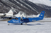 HB-LOA @ SMV - White Turf has its own ad plane. Partenavia P68, taken at Samedan St. Moritz alpine Airport - by Mo Herrmann