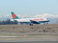 N832AW @ SEA - America West Airlines Airbus A320 landing at Seattle-Tacoma International Airport - by Andreas Mowinckel