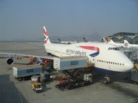 G-CIVV @ HKG - BA's B747-400 at OneWorld partner Cathay Pacific's home base Hong Kong - by Micha Lueck