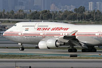 VT-AID @ LAX - Close-up of Air India VT-AID (Boeing 747-4B5) - FLT AIC137 holding short of LAX RWY 25R after arriving on RWY 25L from Frankfurt Main (EDDF) - Frankfurt Germany.