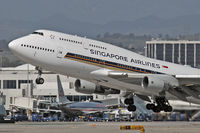 9V-SPB @ LAX - Close-up of Singapore Airlines 9V-SPB (Boeing 747-412) - FLT SIA11 - departing LAX RWY 25R enroute to Narita International Airport (RJAA), Japan. - by Dean Heald