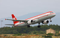 D-ALSC @ PMI - LTU Airbus blasting away from Palma, Mallorca. - by Kevin Murphy