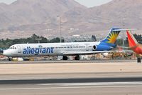 N863GA @ LAS - Allegiant Air N863GA beginning her takeoff roll on RWY 25R. - by Dean Heald