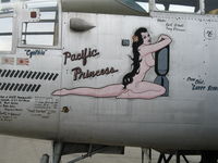 N9856C @ CNO - Close-up of nose art Pacific Princess on Air Classics North American B-25N Mitchell (43-28204) @ Chino Municipal Airport, CA - by Steve Nation