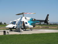 N29KH @ 5CL2 - CALSTAR 1981 Bell 222 hooked up to ground unit @ Hollister Municipal Airport, CA - by Steve Nation