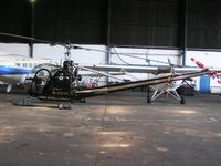 N38763 @ EGTR - Hiller UH-12 in the hangar at Elstree - by Simon Palmer