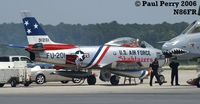 N86FR @ NCA - Dale Snodgrass prepping the Sabre for her demo - by Paul Perry