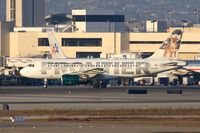 N920FR @ LAX - Late in the day, Frontier Airlines N920FR Carl - The Coyote taxiing after arrival on RWY 25R. - by Dean Heald