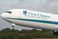 G-OOBM @ EGCC - First Choice close up - by Kevin Murphy