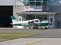 N81891 @ 12N - Green 1980 Archer sits in front of the front office of her home airport. - by Daniel L. Berek