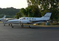 N777FF @ CDW - Handsome 1970 Cessna twin takes a brake one August evening. - by Daniel L. Berek