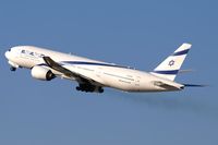 4X-ECB @ LAX - EL AL Israel Airlines 4X-ECB (FLT ELY6) climbing out from RWY 25R, trailing brake dust, enroute to Tel Aviv.
