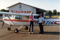 N94714 @ MIC - Just after my first solo (me left, instructor right) - by Timothy Aanerud