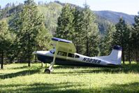 N323EB @ KBOI - Cessna 185E parked next to campground at Moose Creek Idaho - by Reagan Stone