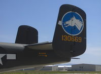 N3476G @ CMA - 1944 North American B-25N MITCHELL 'Tondelayo' as NL3476G, two Wright Cyclone R-2600s 1,700 Hp each, Limited class, tail data & artwork - by Doug Robertson