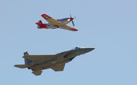 N151AF @ KFTG - Tight Formation Flyby of F-15 and P-51 - by John Little