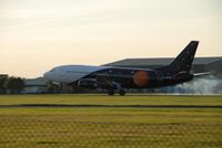 G-ZAPW @ BOH - TITAN 737 LANDING INTO THE SUN RUNWAY 26 - by Patrick Clements