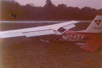 N2245Y @ HXD - Pilot stalled on take-off with 30kt crosswind.  Minor injuries.  Late evening, I just landed in a CH-47 Chinook for building a pontoon bridge to the Island since a barge knocked out the only bridge.