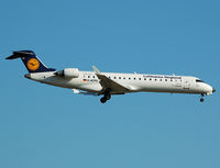 D-ACPG @ LEBL - CRJ on final RWY 25R, with nose in olive green colour. - by Jorge Molina