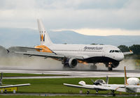 G-OZBK @ EGCC - Monarch wet arrival - by Kevin Murphy