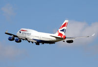 G-BYGC @ EGLL - BA 747 soaring away from LHR - by Kevin Murphy