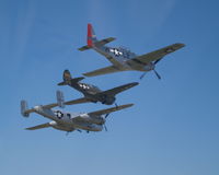 N93TF @ S67 - A B-25, P-40, and a P-51 in formation at the Warhawk Air Museum's B-25 day event - by t0ny
