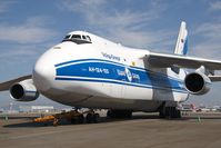 RA-82045 @ LAX - A rare visitor parked at the Imperial Cargo Terminal after arriving with a hefty payload.