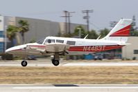 N4463T @ VNY - Roxy Corporation 1972 Piper PA-34-200 Seneca N4463T landing on RWY 16L.  On Monday, June 4th, 2007, this plane crashed into a house on approach to Cable Airport in Upland, CA.  There was no fire and no fatalities.