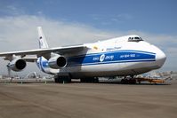 RA-82045 @ LAX - A rare visitor parked at the Imperial Cargo Terminal after arriving with a hefty payload.