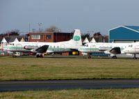 G-ATMJ @ EGNH - Just one of the many HS748s stored at Blackpool - by Terry Fletcher