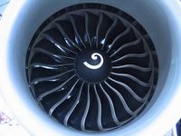C-FIUF @ CYVR - The fan blades of the GE90-115B engine on702 - by metricbolt