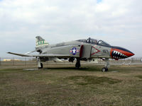 153821 @ FTW - F-4J-30-MC PhantomII at OV-10 Bronco Museum / Vintage Flying Museum, Ft. Worth, TX this aricraft ended it's service as QF-4S Drone at Point Mugu, CA. It survived the missle range and now is on display. Painted as drone on left side and VMFA333 on right.