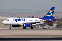 N502NK @ LAS - Spirit Air N502NK (FLT NKS901) in new colors, starting takeoff roll on RWY 25R for departure to Detroit Metro Wayne County (KDTW). - by Dean Heald