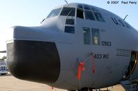 65-0963 @ NTU - The nose belies her origins as an HC-130H, now shown on her data stencil as a C-130H, but with the Hurricane Hunters...possibly a conversion to WC-130H? - by Paul Perry