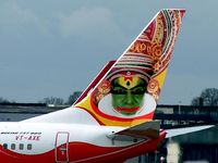 VT-AXE @ EGBB - The colourful tail livery on this Air India Express on its delivery flight from Seattle - by Terry Fletcher