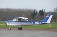 G-BWII @ EGSF - Cessna 150 about to depart Conington - by Simon Palmer