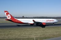 D-AERS @ EDDL - This A330 has been transferred from LTU to Air Berlin lately. It is one of the first in the new Air Berlin colors.
